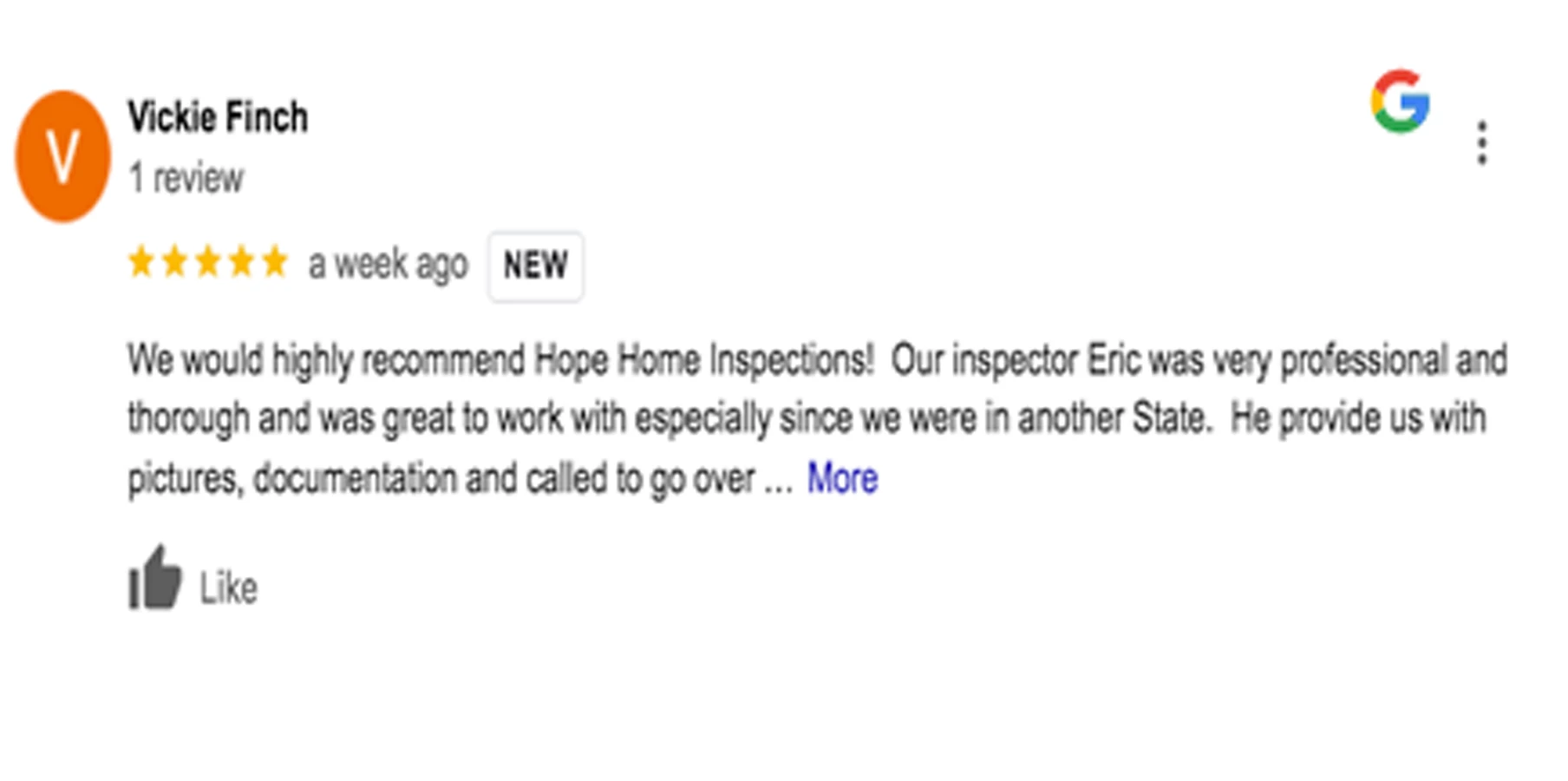 "Image: A 5-star Google customer review from Sarasota, praising Mold Check and Inspect's service excellence and satisfaction."
